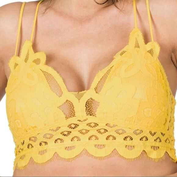 Electric Yellow PLUS Lace Bralette Bra - Picture 2 of 2